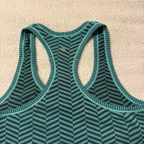 Lululemon Run Swiftly Tech Racerback Tank Top Teal Heathered Blue Tropic Chevron - Picture 13 of 15